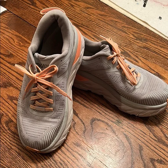 Hoka | Shoes | Hoka Oneone Gray And Orange Athletic Shoes  display picture 1